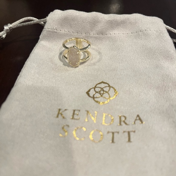 Kendra Scott Gold Ring with Druzy White Stone, size 7 - Picture 2 of 4
